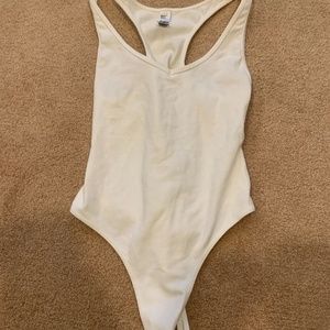 American Apparel white racer back tank bodysuit
